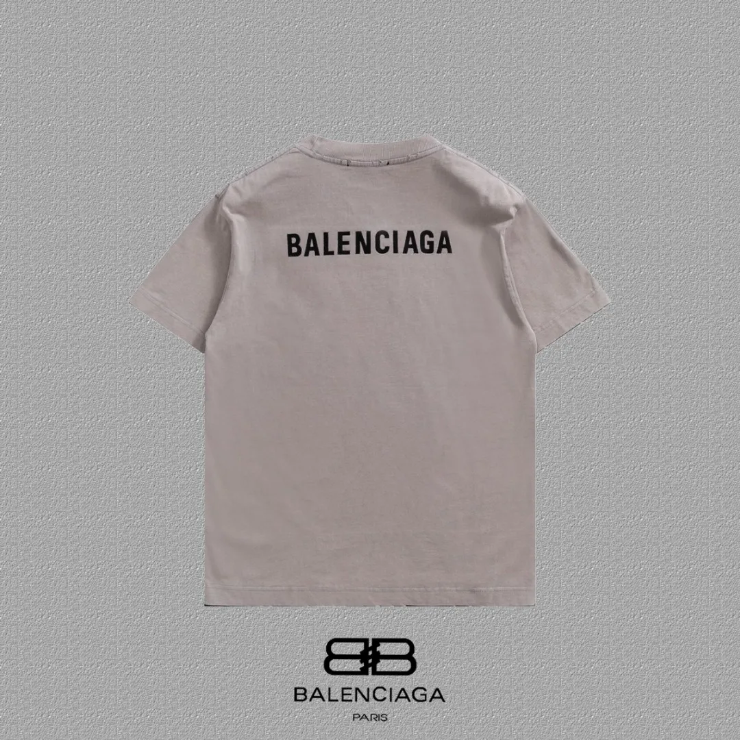 P100✨🔥 [balenciaga] 2026FW short-sleeved T-shirt Premium 26s double yarn 300g fabric embroidery process wash water spray Ma Jiu distressed color: wash water black wash water white wash water Khaki Size: S M L XL 2XL